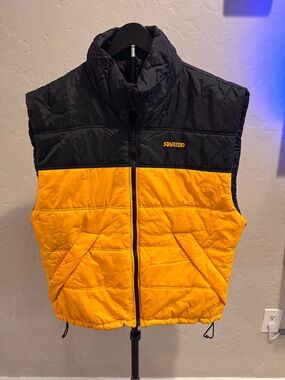 90’s Reversible STARTER Black and Yellow Colorblock Quilted Vest